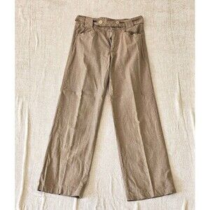 Go Fish Women's Tan 100% Linen Pants Classic Costal Preppy